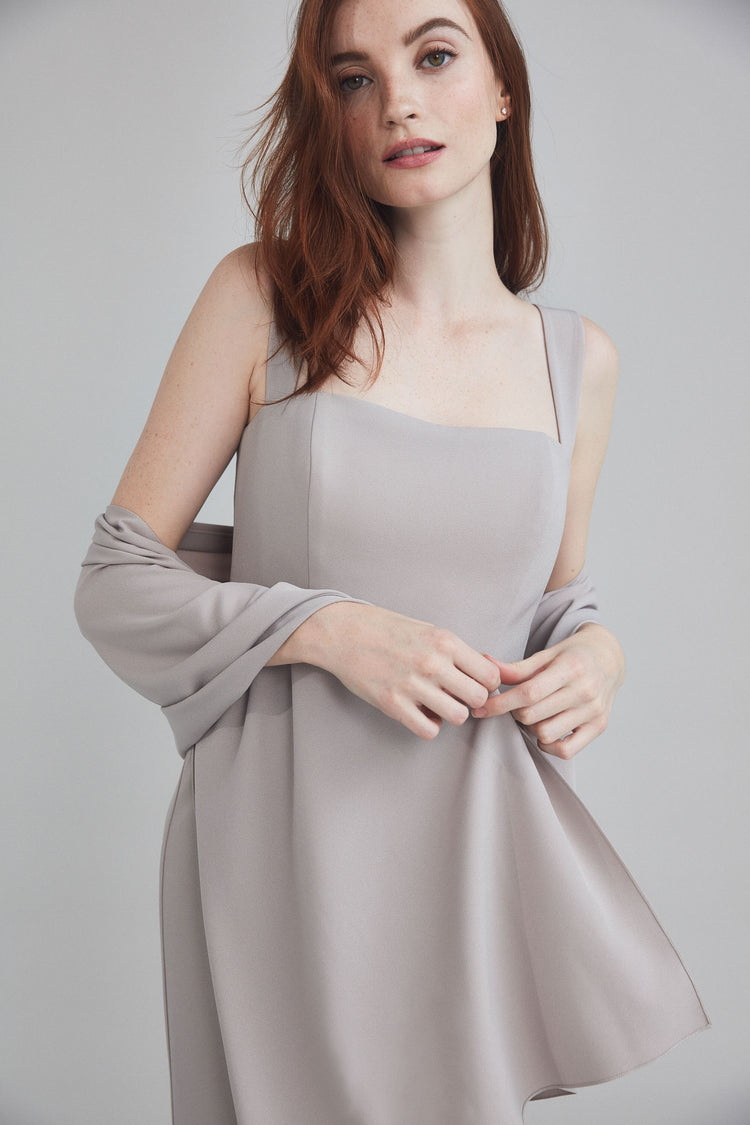 shawl to wear with cocktail dress Amsale Bridesmaid GB195P Shawl Dove