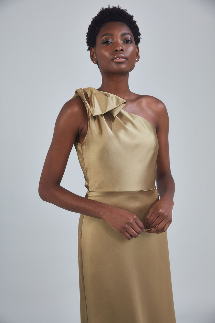 Amsale one deals shoulder bridesmaid dress