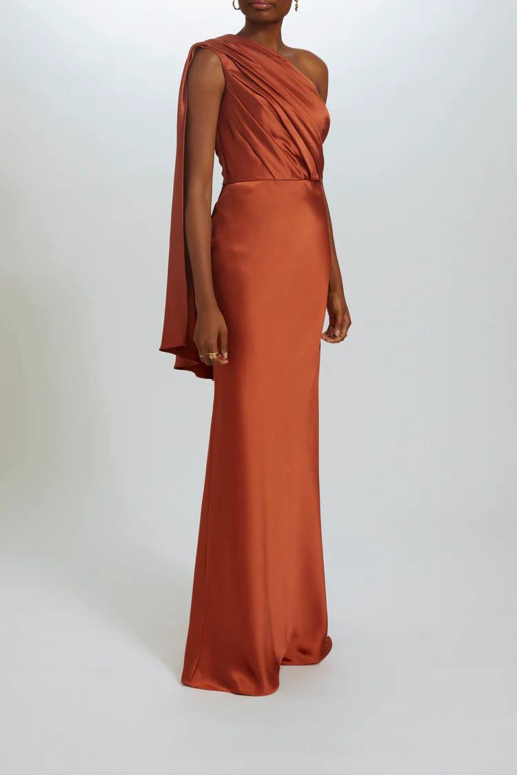 orange black tie dress Amsale Women's One Shoulder Drape Gown - Red - Size 2 Straight neckline * Straps SL80-SEPT-2025 Black Sparkly Sequin Fringe Color:Black Fil Coupé
