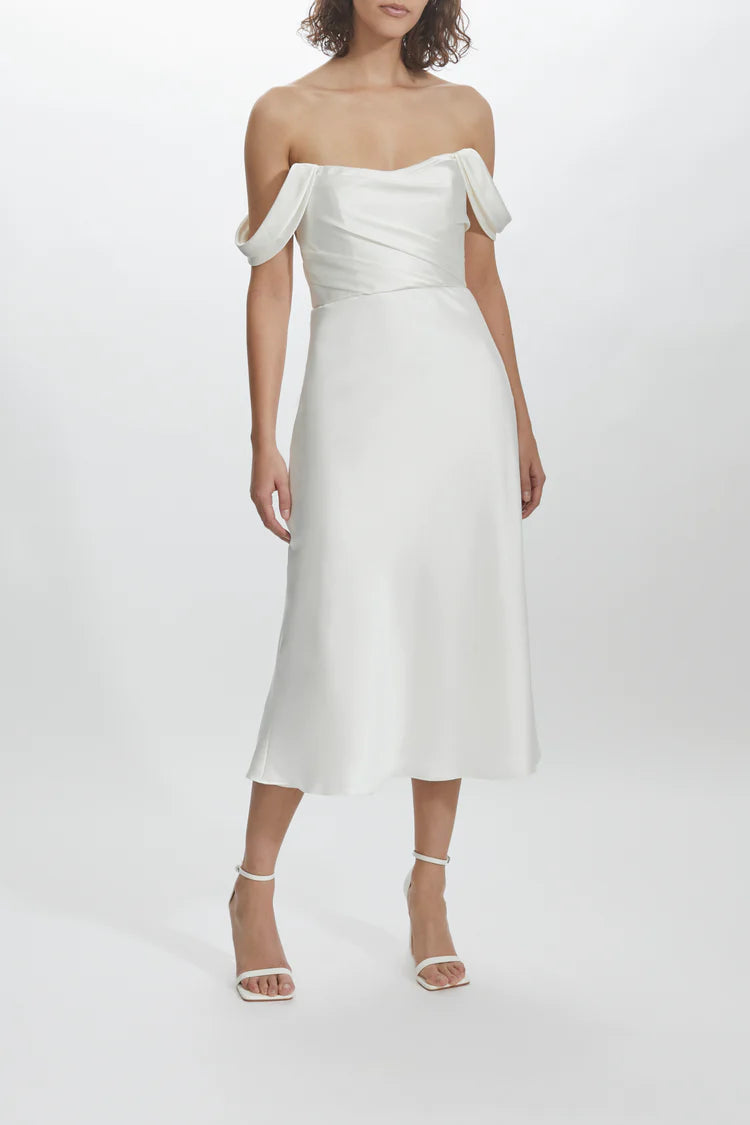 bias cut white dress Amsale Little LW205 This gorgeous satin maxi Size:US 30 Summer Standard Floral Corset gothwear