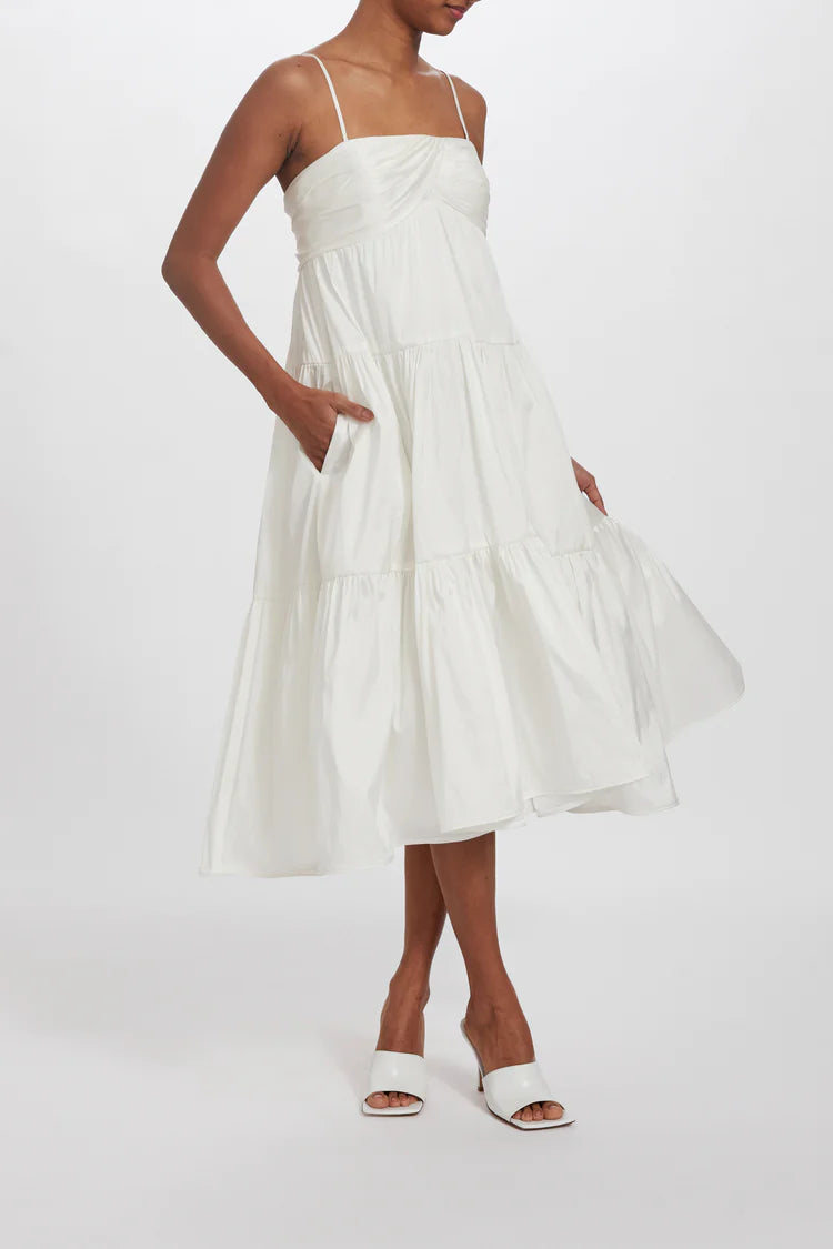 white trapeze dress Amsale Little White Dress LW223
