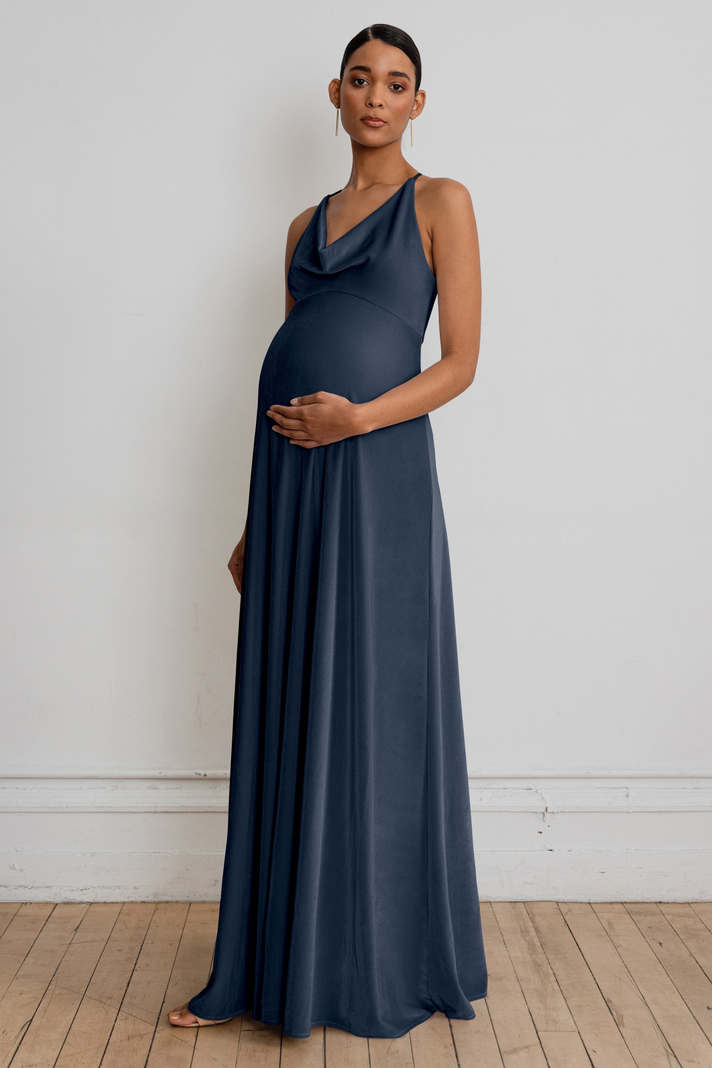 bridesmaid maternity dress Jenny Yoo Sullivan French Blue Size:000 Burgundy Velvet Midi Dress and empire waist dresses-tab
