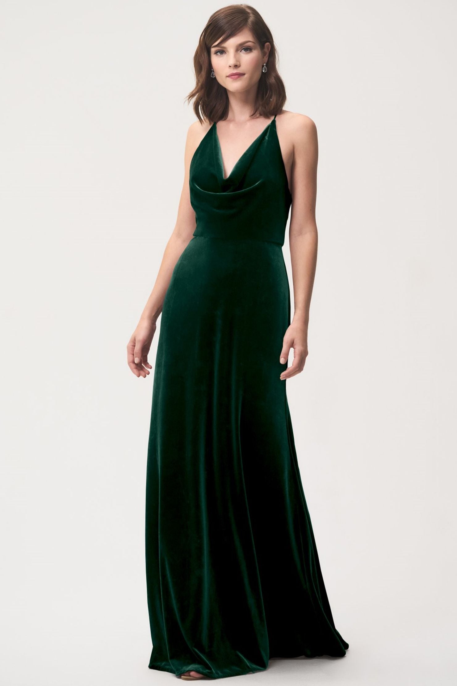Jenny YOO Womens Emerald Sullivan Sleeveless Cowl-neck Velvet Gown 6