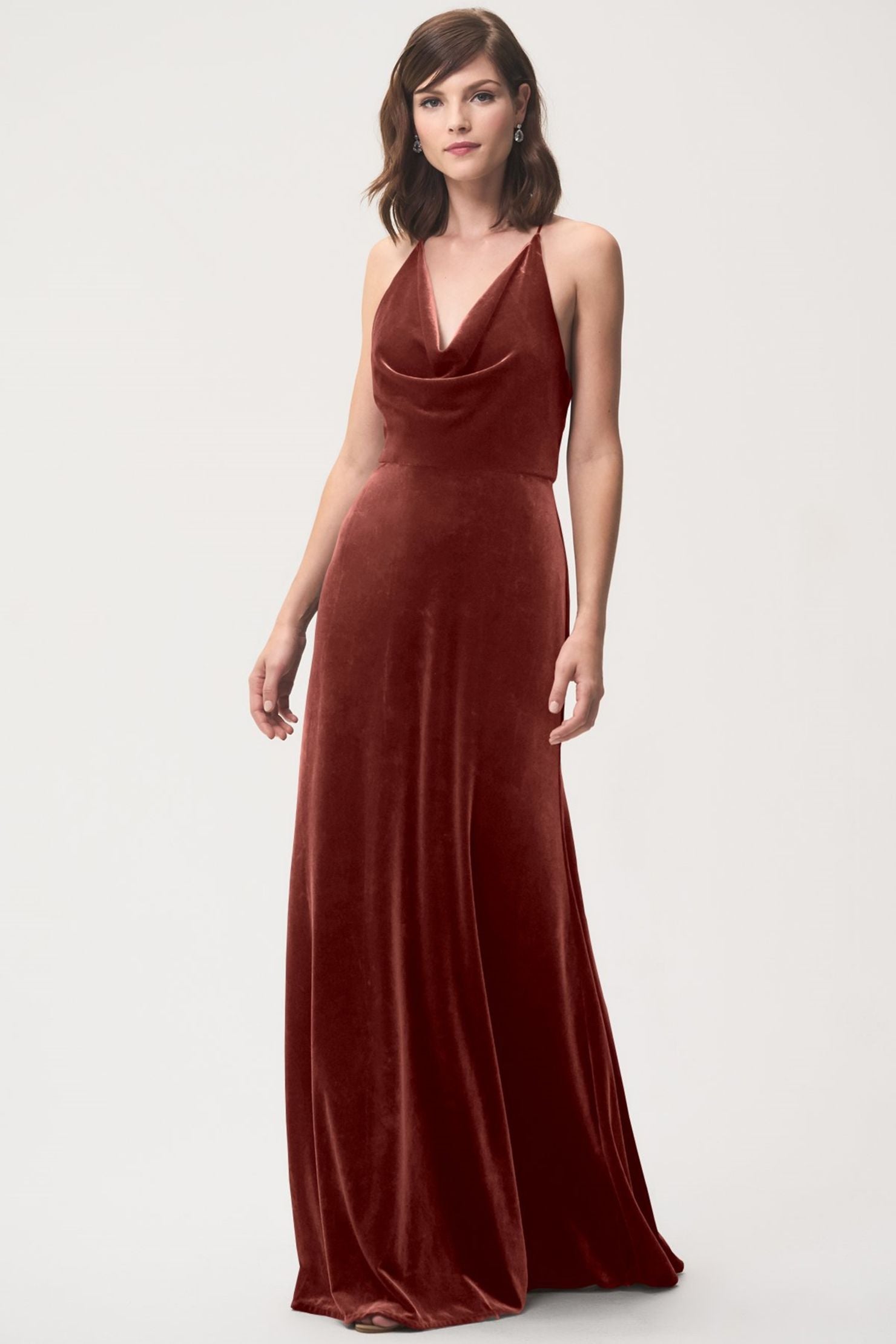 jenny yoo ryland velvet maxi dress Jenny Yoo Ryland V-Neck Long-Sleeve Open-Back Velvet Gown By Jenny Yoo in Pink Size 4, Anthropologie (Jan 2023)