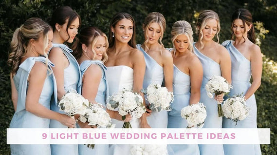 wedding party in light blue palette