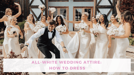 wedding party wearing all white attire