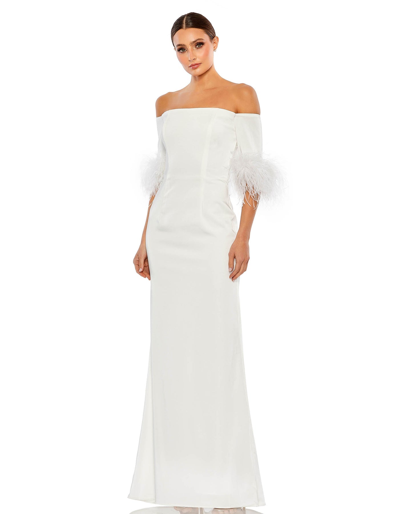 送料・関税込み●MAC DUGGAL●ボウホルター ガウン 11441-White-