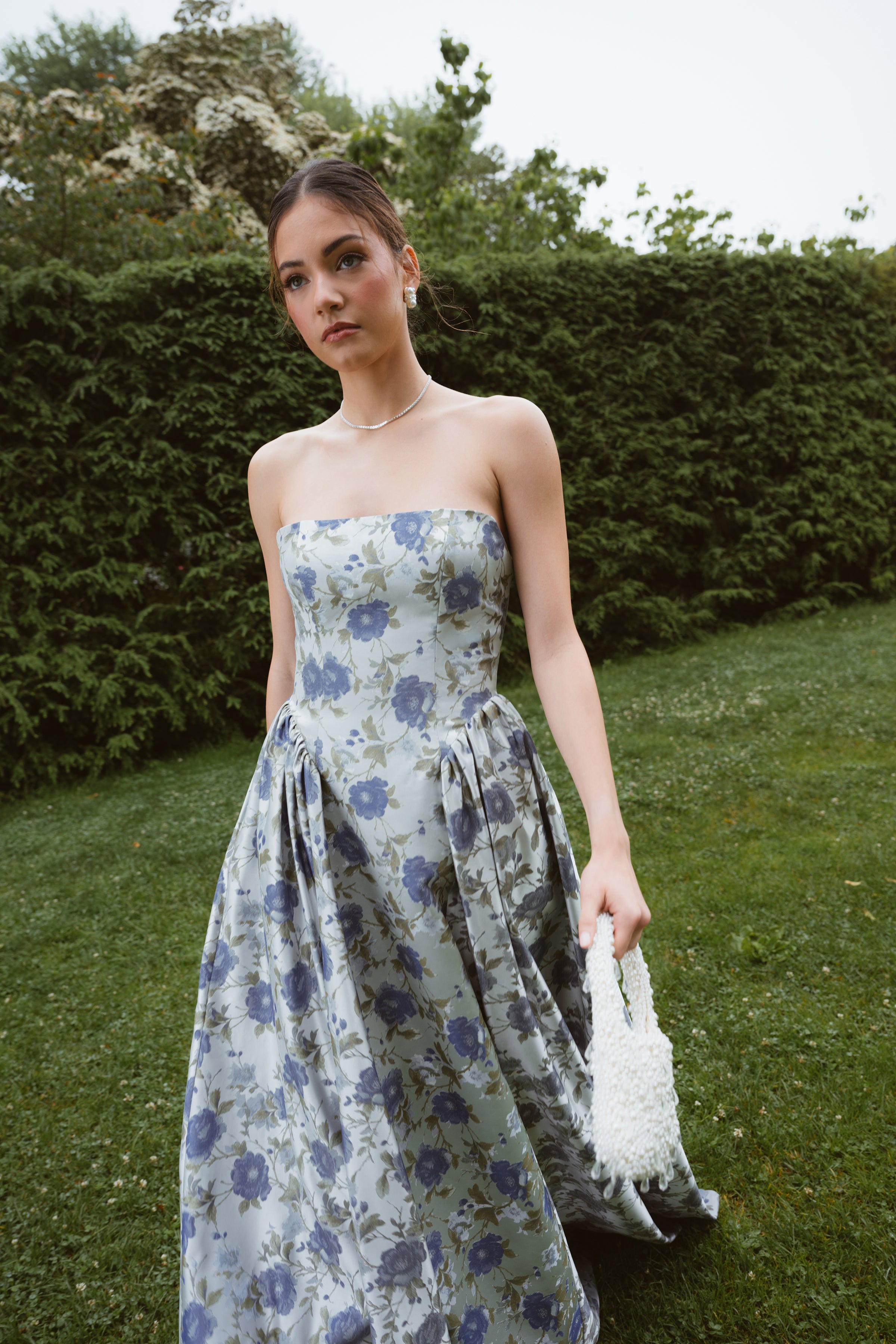 Hibiscus Pink Floral Jacquard Fabric by the Yard | Bella Bridesmaids