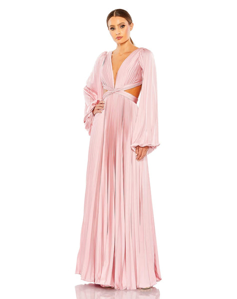 【Mac Duggal】大人上品フォーマルパーティーロングドレス Mac Duggal マクドゥガル ブラックプリーツロングドレス | 結婚
