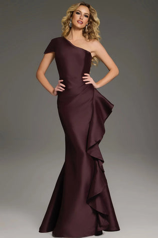 Jovani One-Shoulder Gown with Cascading Ruffle Detail 43126