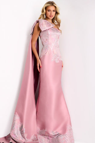 Jovani Elegant Asymmetric Gown with Floor-Length Train 45615