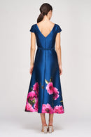 kay unger ina belted cocktail dress Kay Unger Women's Ina Peony Mikado Cocktail Dress - Teal Blue