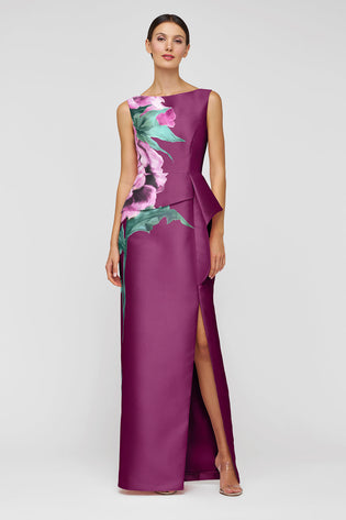 Kay Unger Luciana Column Gown in Mulberry