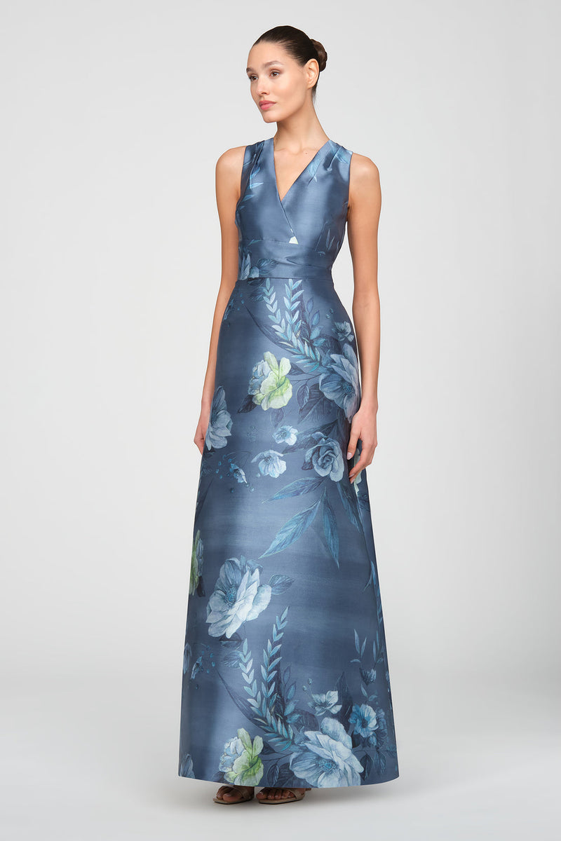 Kay Unger Rosalind Gown in Teal Blue & Bella Bridesmaids