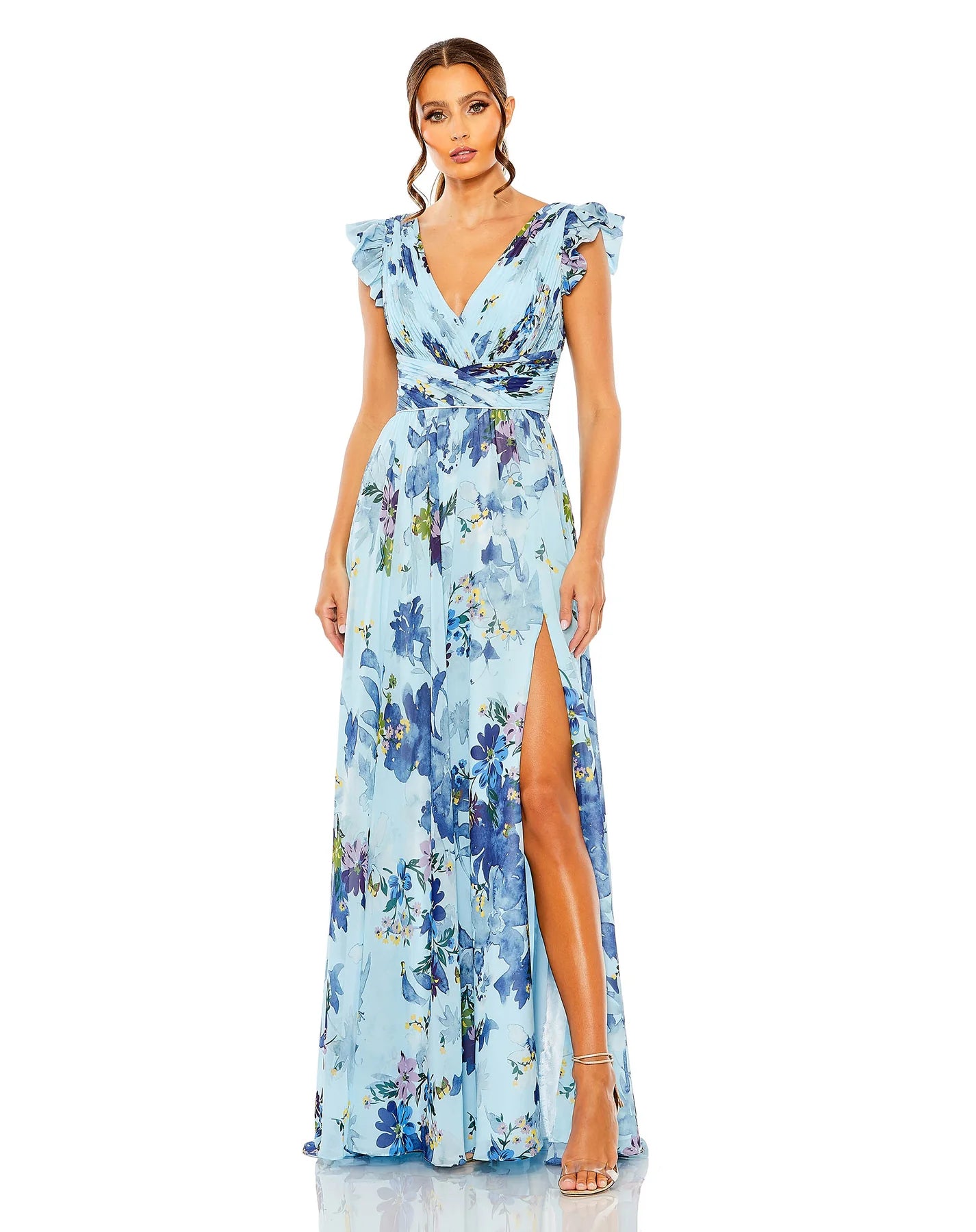 送料関税込■Mac Duggal■花柄■半袖ミディドレス■ 花柄ドレス-Mac Duggal