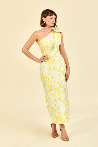 Atwood Bodice with Straight Skirt Tea Length in Daisy Jacquard