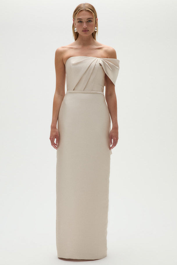 Mikado Bow Column Gown Champagne / 10