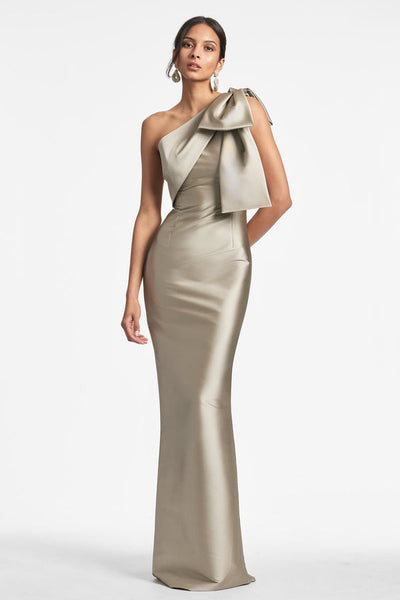 Sachin Babi Women's Bonnie Satin One-Shoulder Gown - Pewter