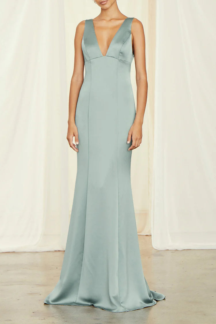 Amsale Long Bridesmaid Dress Leif Liquid Satin Sienna