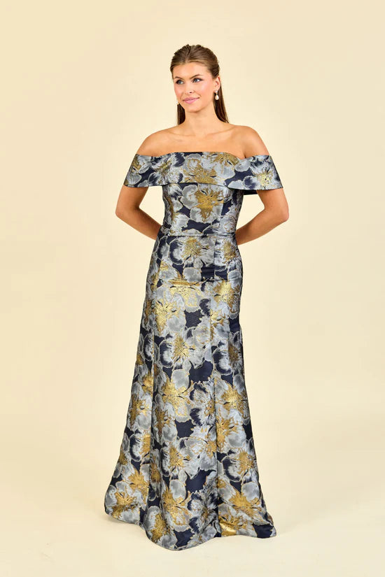 LulaKate Christy Evening Dress in Midnight Shimmer Floral