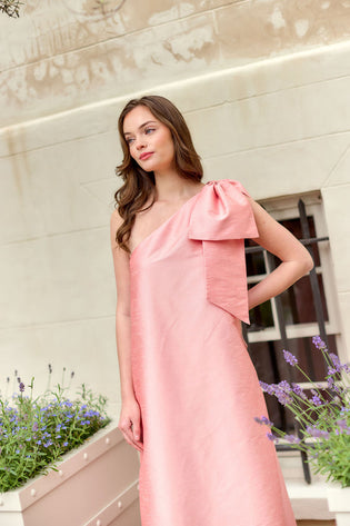 LulaKate Delphine Dress in Tea Rose Shantung