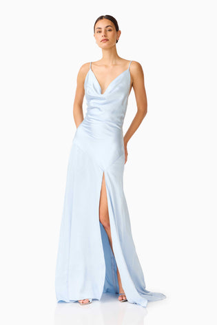Clementine Cowl Neck Maxi Dress in Pale Blue