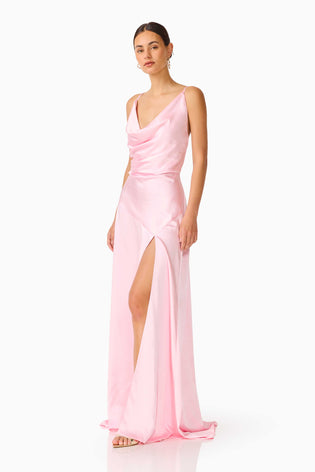 Clementine Cowl Neck Maxi Dress in Pale Pink