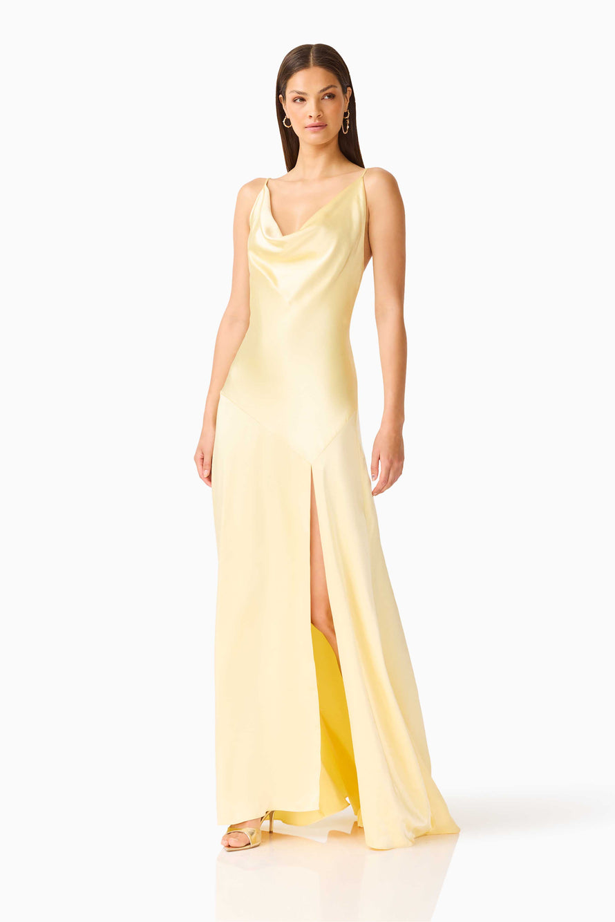 Clementine Cowl Neck Maxi Dress in Butter Yellow | Bella Bridesmaids Clementine Cowl Neck Maxi Dress in Butter Yellow | Bella Bridesmaids