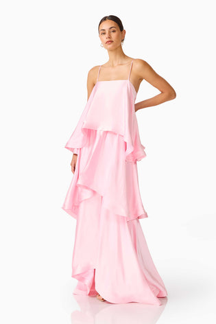 Tilly Tiered Maxi Dress in Pale Pink
