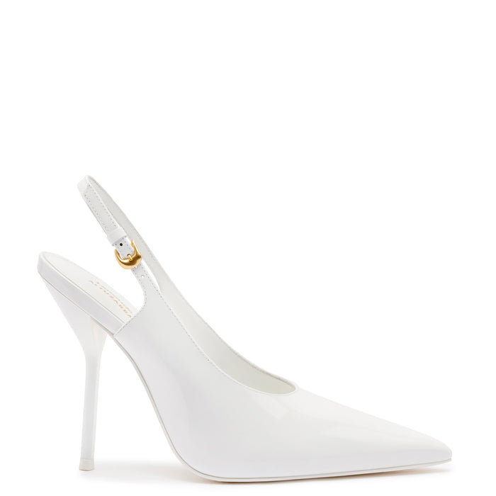 Larroudé x Altuzarra Pump In White Patent Leather | Bella Bridesmaids