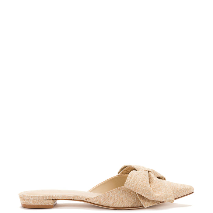 Elle Flat Mule In Beige Raffia | Bella Bridesmaids