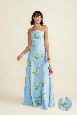 Hannah Bodice with Trumpet Skirt in Lily of the Valley Jacquard