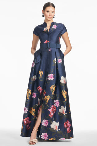 Sachin & Babi Marta Gown in Dark Midnight Garden