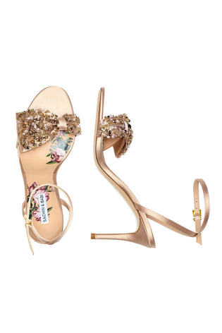 Sachin & Babi Chelsea Embellished Heel Obi-Bow Open Toe in Champagne