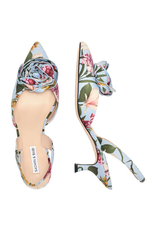 Sachin & Babi Carnegie Kitten Heel in Glacial Blue Blossoms