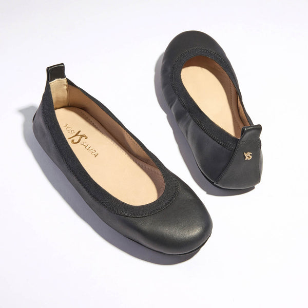 Yosi Samra Samara Foldable Ballet Flat in Black Leather - Black - 5 Yosi Samra Samara Foldable Ballet Flat in Black Leather - Black - 5