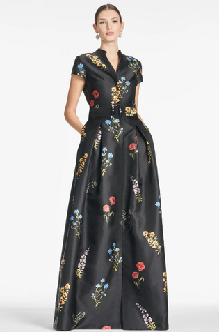Sachin & Babi Marta Gown in Noir Bouquet