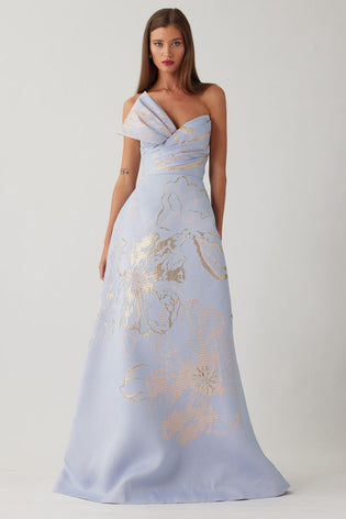 Teri Jon Dress 266025 in Light Blue Multi
