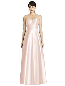 blush strapless bridesmaid dresses Blushing Pink Strapless Pleats Ankle Length Evening Bridesmaid