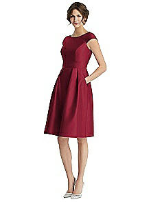 Alfred deals Sung Jewel Neck Satin Cocktail Dress D769 Size 12 Blush F6