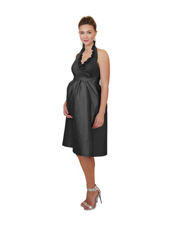 black bridesmaid dresses pregnant Azazie Rhea Stretch Satin Dress