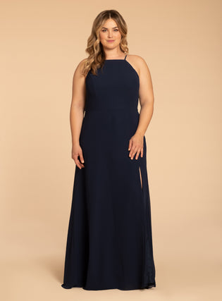 Hayley Paige Occasions Plus Size Long Bridesmaid Dress - W918 front